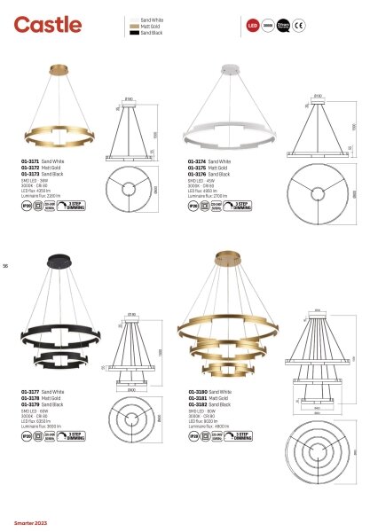 Redo 01-3173 - LED Stmievateľný luster na lanku CASTLE LED/36W/230V čierna