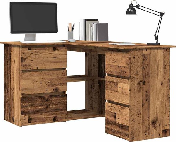 Maison Exclusive – Rohový písací stôl v týle starého dreva 145 x 100 x 76 cm Drevený materiál