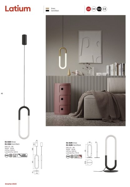 Redo 01-3184 - LED Luster na lanku LATIUM LED/9W/230V čierna