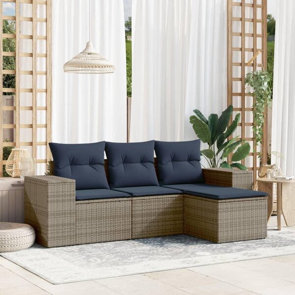 Maison Exclusive – 4-dielna záhradná súprava s vankúšmi, sivá, polyrotang