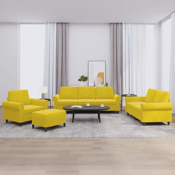 Maison Exclusive – 4-dielna sedacia súprava s vankúšmi, žltý zamat