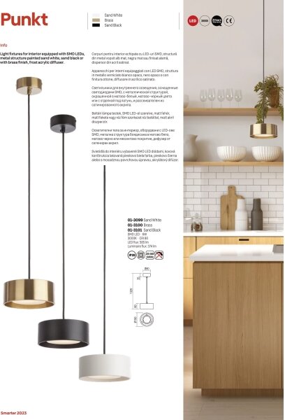 Redo 01-3100 - LED luster na lanku PUNKT LED/6W/230V pr. 15 cm mosadz