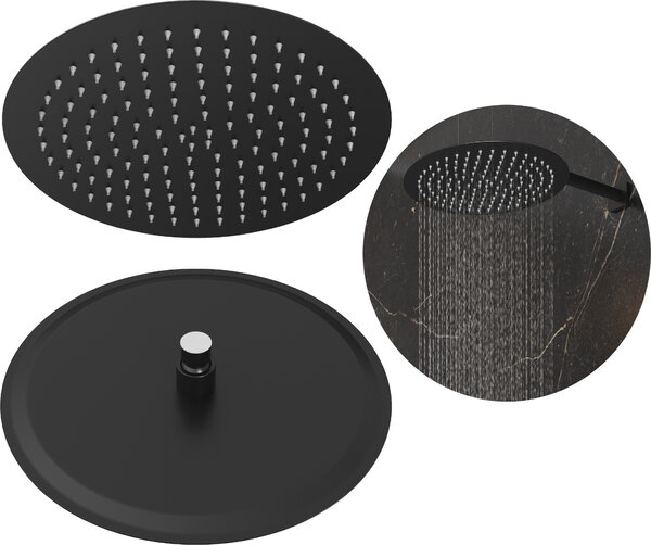 Granitan | Daová sprchová hlavica - 30 cm - ierna - Elegantný dizajn - Systém proti vodnému kameu - Minimalistická