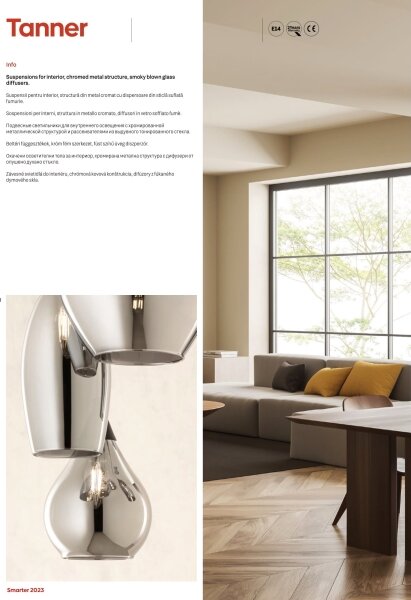Redo 01-3195 - Luster na lanku TANNER 8xE14/28W/230V