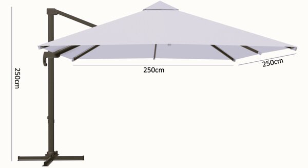 Garden Line Záhradný slnečník s ochranným obalom MINI ROMA 250 x 250 cm sivý