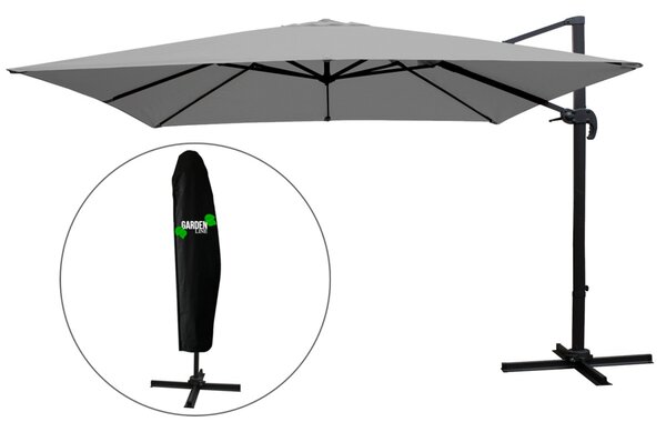 Garden Line Záhradný slnečník s ochranným obalom MINI ROMA 250 x 250 cm sivý