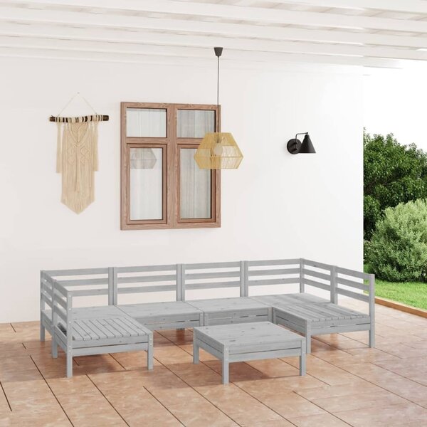 Maison Exclusive - 7-dielna záhradná sedacia súprava, biela, borovicový masív