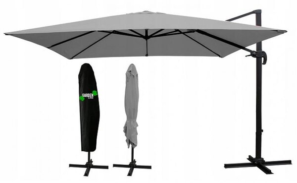 Garden Line Záhradný slnečník s ochranným obalom MINI ROMA 250 x 250 cm sivý