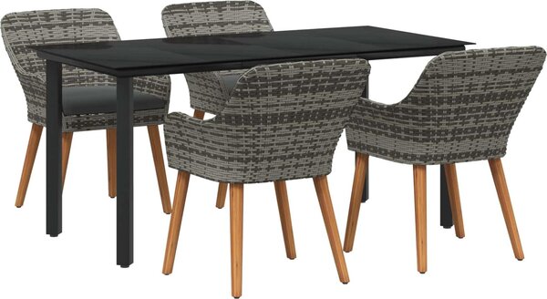 Maison Exclusive - Záhradný jedálenský set s vankúom 5 pcs Sivá polyratan
