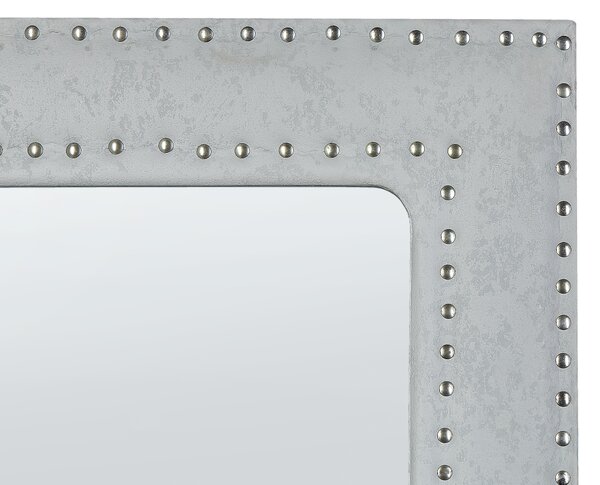 Stojacie zrkadlo svetlosivý rám z umelej kože 50 x 150 cm akrylové sklo ozdobný lem dekoratívny rám glamour dizajn
