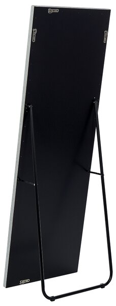 Stojacie zrkadlo svetlosivý rám z umelej kože 50 x 150 cm akrylové sklo ozdobný lem dekoratívny rám glamour dizajn