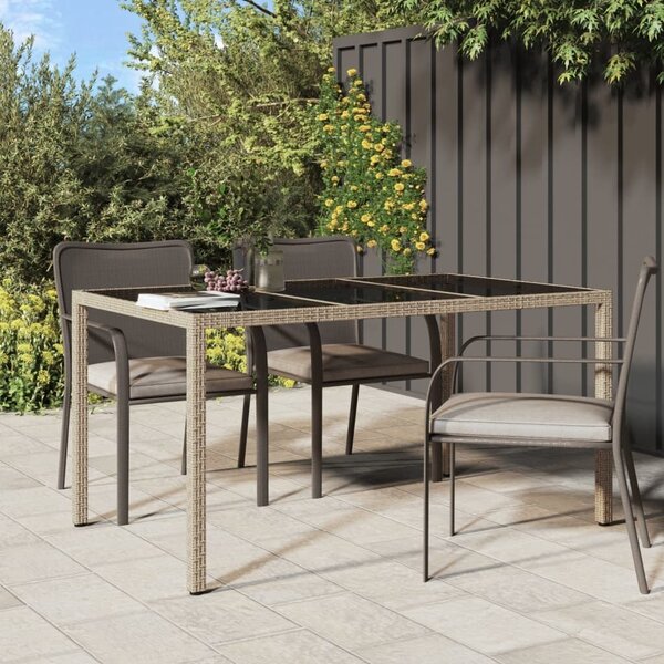 Maison Exclusive – Záhradný stôl 150 x 90 x 75 cm, tvrdené sklo, poly ratan, béová farba