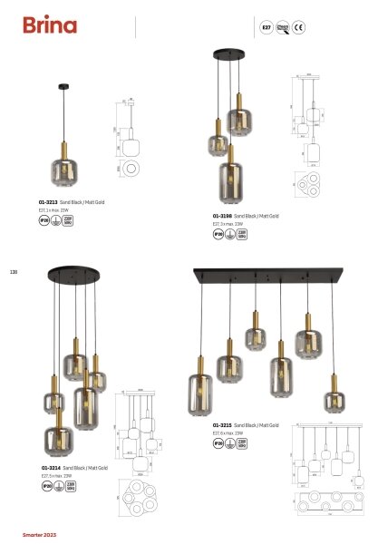 Redo 01-3214 - Luster na lanku BRINA 5xE27/23W/230V