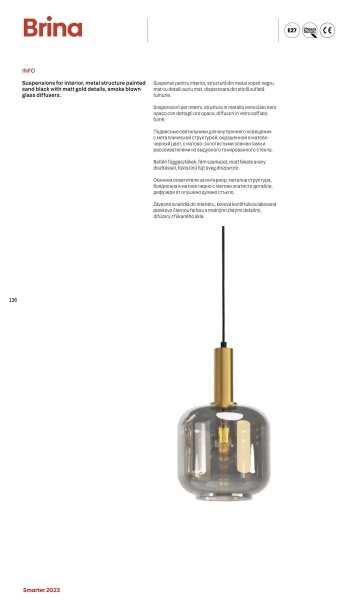 Redo 01-3214 - Luster na lanku BRINA 5xE27/23W/230V