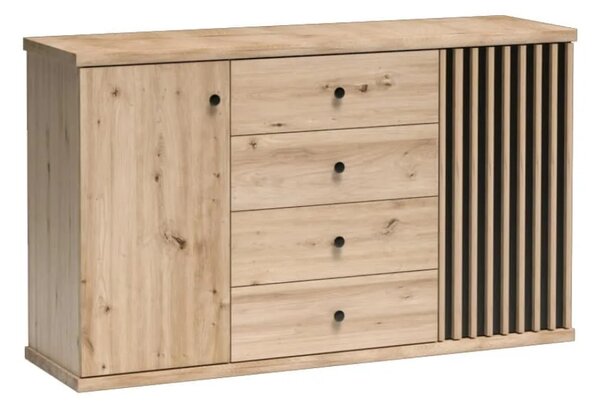 Kondela Dvojdverová komoda so zásuvkami Koli C-4 - dub artisan / čierna