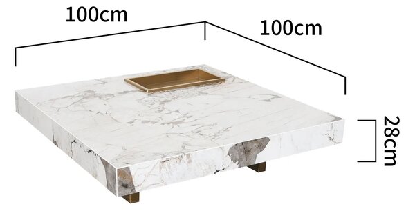 LivinHill Konferenční stolek Modig M50 100 cm zlatý/mramor