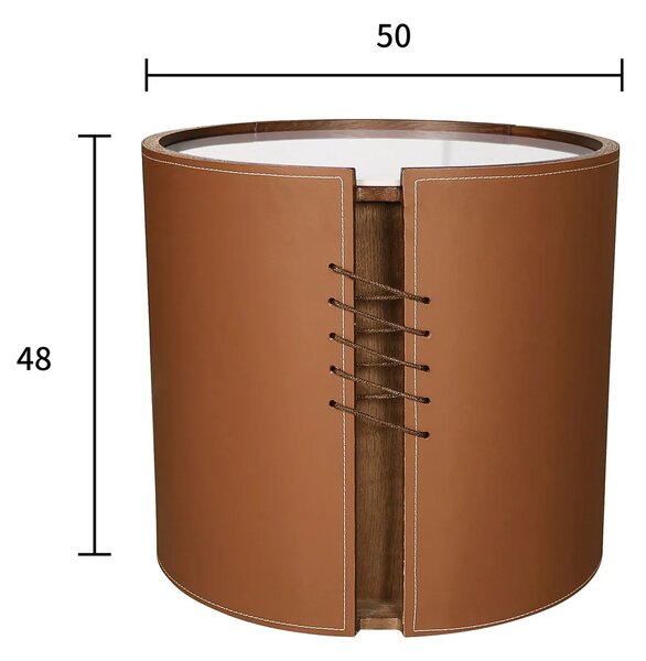 LivinHill Noční stolek Modig M36 50 cm umělá kůže hnědý/mramor