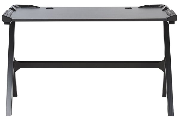 Herný stôl čierna MDF kov 120 x 60 cm obdĺžnikový tvar RGB LED svetlá moderný štýl kancelária