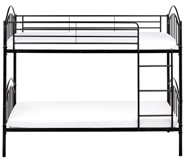Poschodová posteľ čierna kovová železo 90 x 200 cm vysoká posteľ pre deti moderný štýl detská izba