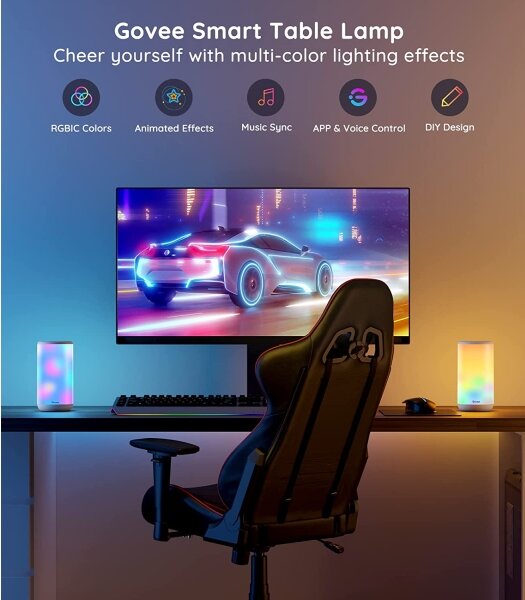 Govee - LED RGBIC Stmievateľná stolná lampa AURA 2 2200-6500K Wi-Fi Matter