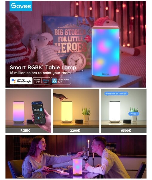 Govee - LED RGBIC Stmievateľná stolná lampa AURA 2 2200-6500K Wi-Fi Matter