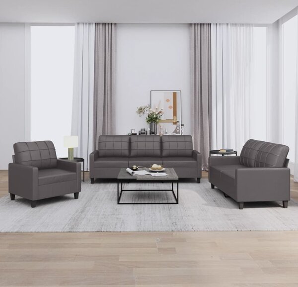 Maison Exclusive – 3-dielna sedacia súprava s vankúšmi, sivá umelá koža