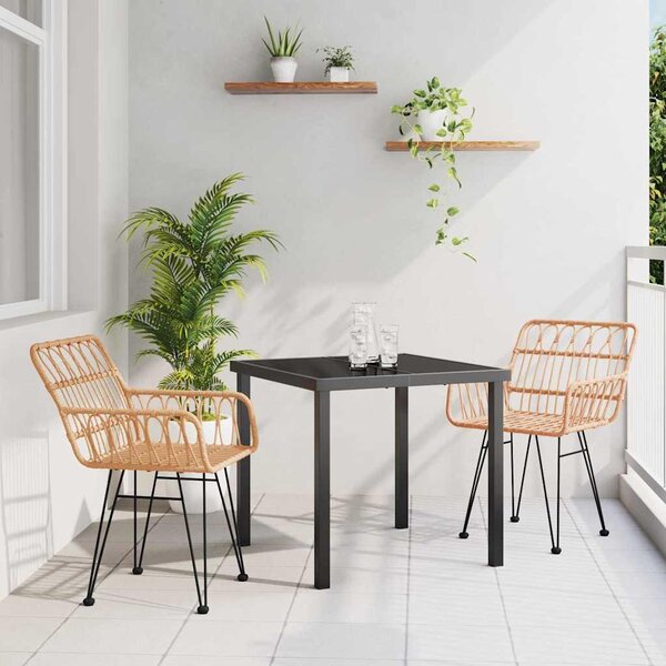 Maison Exclusive – záhradná jedálenská súprava, 3 kusy, hnedá, oceľ s práškovým nástrekom