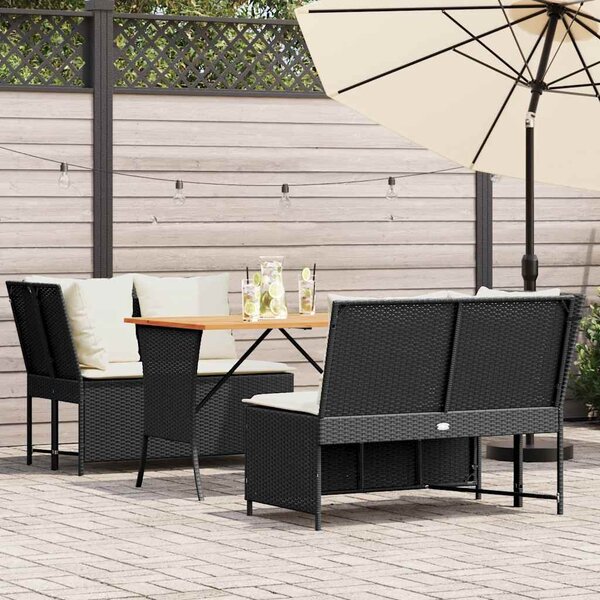 Maison Exclusive – 3-dielna záhradná súprava s vankúšmi, čierna, polyratan
