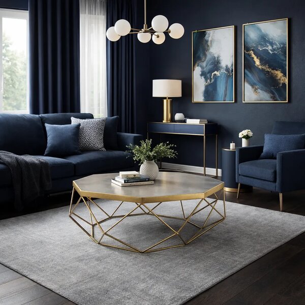 LivinHill Konferenční stolek Glamour 106 cm zlatý/šedý