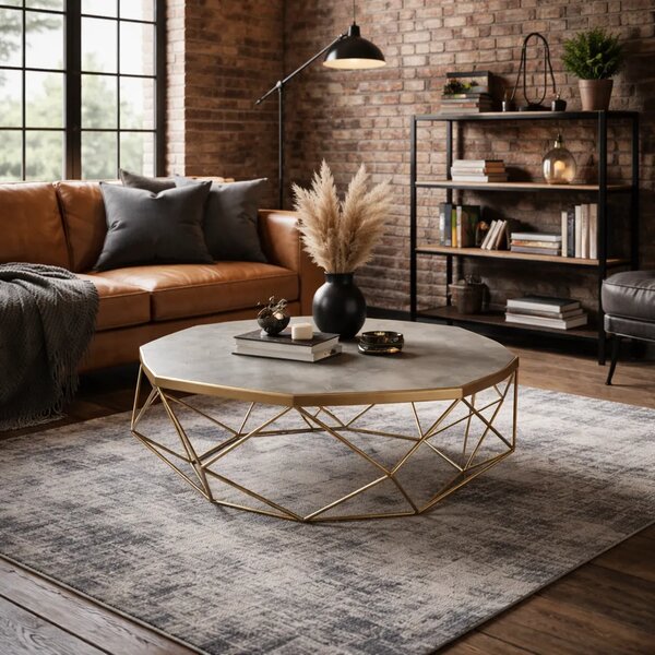 LivinHill Konferenční stolek Glamour 106 cm zlatý/šedý