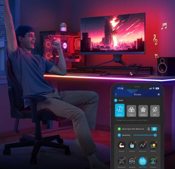Govee - Neon LED podsvietenie pre stôl 3m RGBIC Wi-Fi