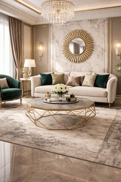 LivinHill Konferenční stolek Glamour 106 cm zlatý/šedý