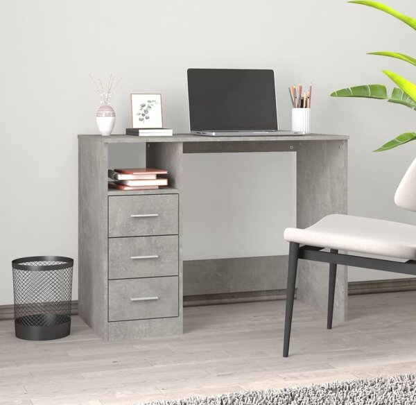 Maison Exclusive - písací stôl so zásuvkami betónovo sivý 102x50x76cm drevený materiál