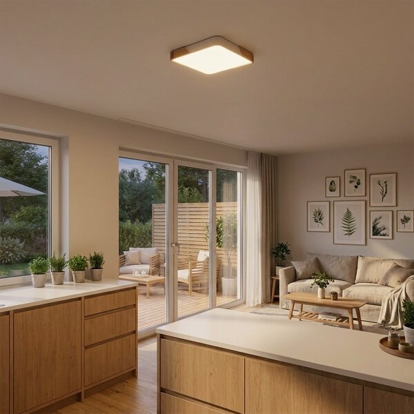 Brilagi - stmievateľné LED svietidlo PILANA LED/48W/230V dub/biela 42x42 cm + diaľkový ovládač