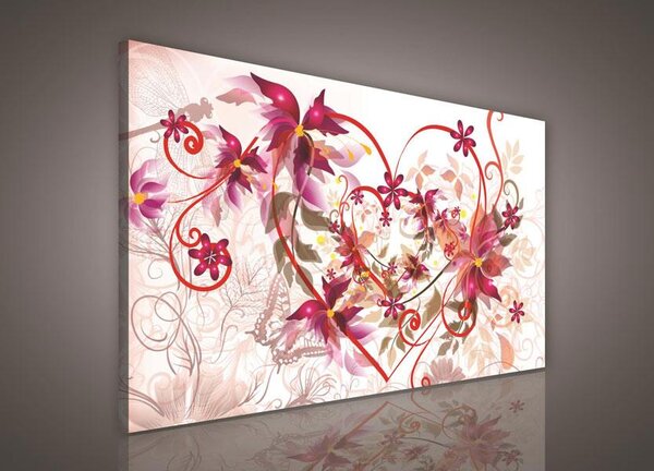 Obraz na plátně srdce s kvetinami 232O1, 100 x 75 cm, IMPOL TRADE