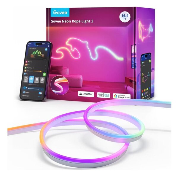 Govee - Neon 2 MATTER ohybný LED pásik 5m RGBIC Wi-Fi IP67
