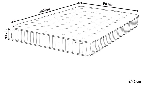 Taštičkový pružinový matrac 90 x 200 cm chladivá pamäťová pena stredne tvrdý so snímateľným poťahom moderný prešívaný spálňa