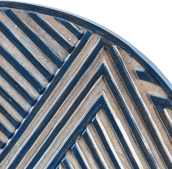 Nástenná dekorácia modrá v tvare okna MDF materiál geometrický vyrezávaný vzor moderný minimalizmus