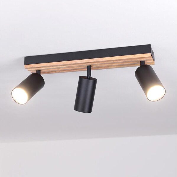 Brilagi - Bodové svietidlo SELE WOOD ACOUSTIC 3xGU10/30W/230V čierna/drevo