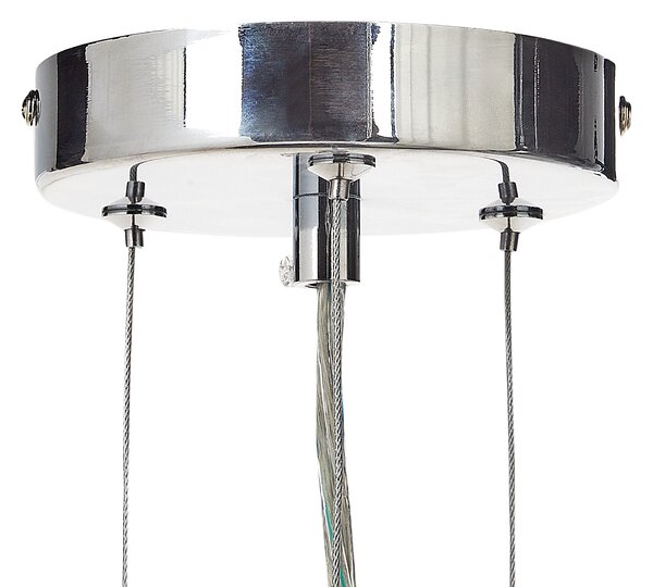 Luster strieborný železný chrómovaný povrch závesná lampa s krištáľmi glamour štýl obývacia izba