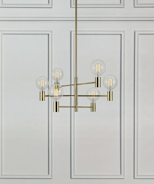 Markslöjd 106418 - Luster na tyči CAPITAL 6xE27/60W/230V mosadz