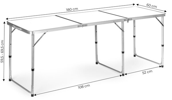 MultiGarden Skládací turistický stůl Veloca 180x60 cm bílý