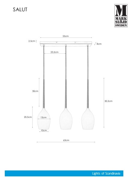 Markslöjd 106808 - Luster na lanku SALUTE 3xE14/40W/230V