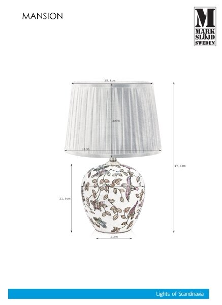 Markslöjd 107040 - Stolná lampa MANSION 1xE27/60W/230V
