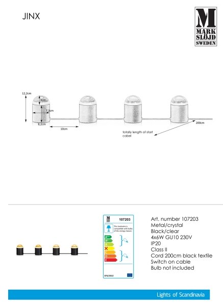 Markslöjd 107203 - Krištáľová stolná lampa JINX 4xGU10/6W/230V