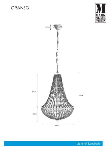 Markslöjd 107028 - Krištáľový luster na reťazi GRÄNSÖ 3xE14/40W/230V