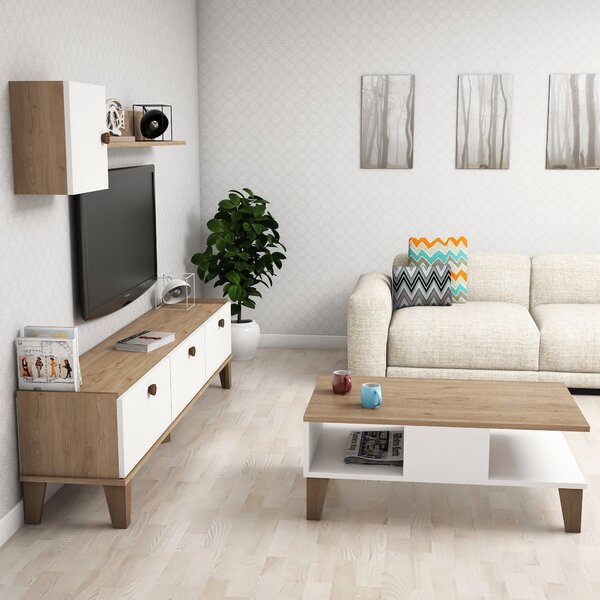 Kalune Design Sada nábytku do obývacího pokoje Sumer dub přírodní/bílá II