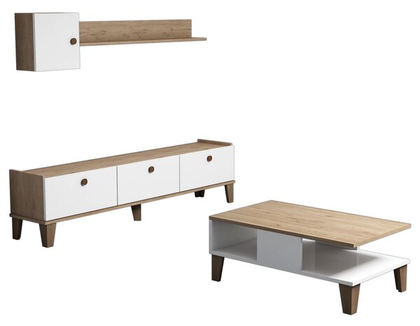 Kalune Design Sada nábytku do obývacího pokoje Sumer dub přírodní/bílá II