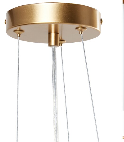 Závesná lampa zlatá kovová železné tienidlo v tvare klietky industriálny štýl obývacia izba spálňa