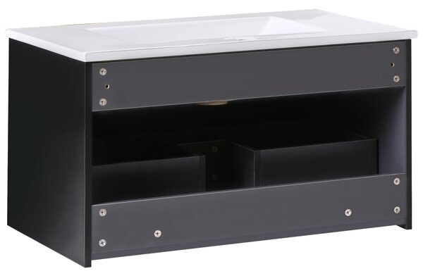 Závesná kúpeľňová skrinka s umývadlom čierna MDF 80 x 43 cm s 2 zásuvkami úložný priestor moderný štýl kúpeľňa